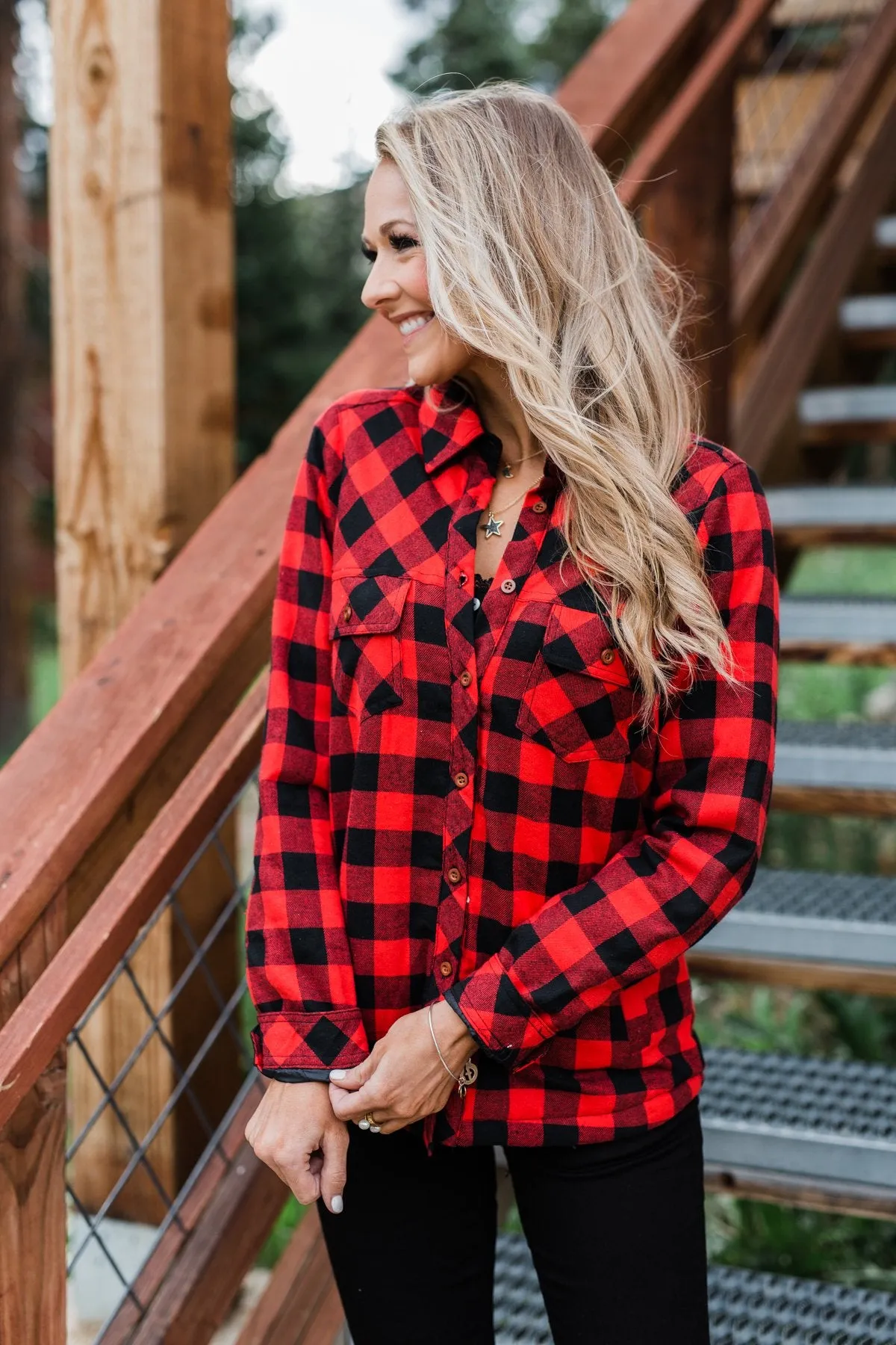 Warm Me Up Button Up Jacket- Buffalo Plaid