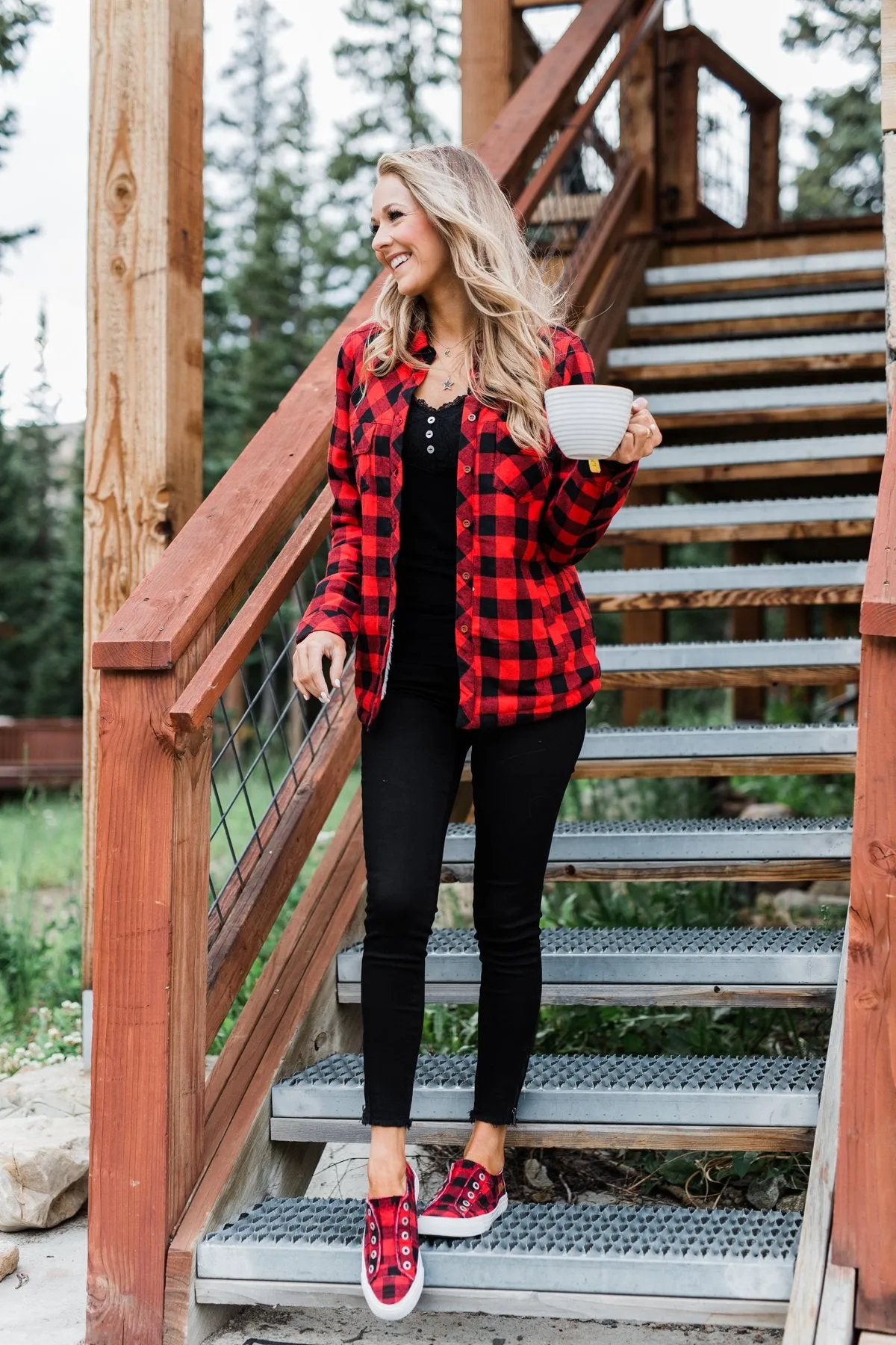 Warm Me Up Button Up Jacket- Buffalo Plaid