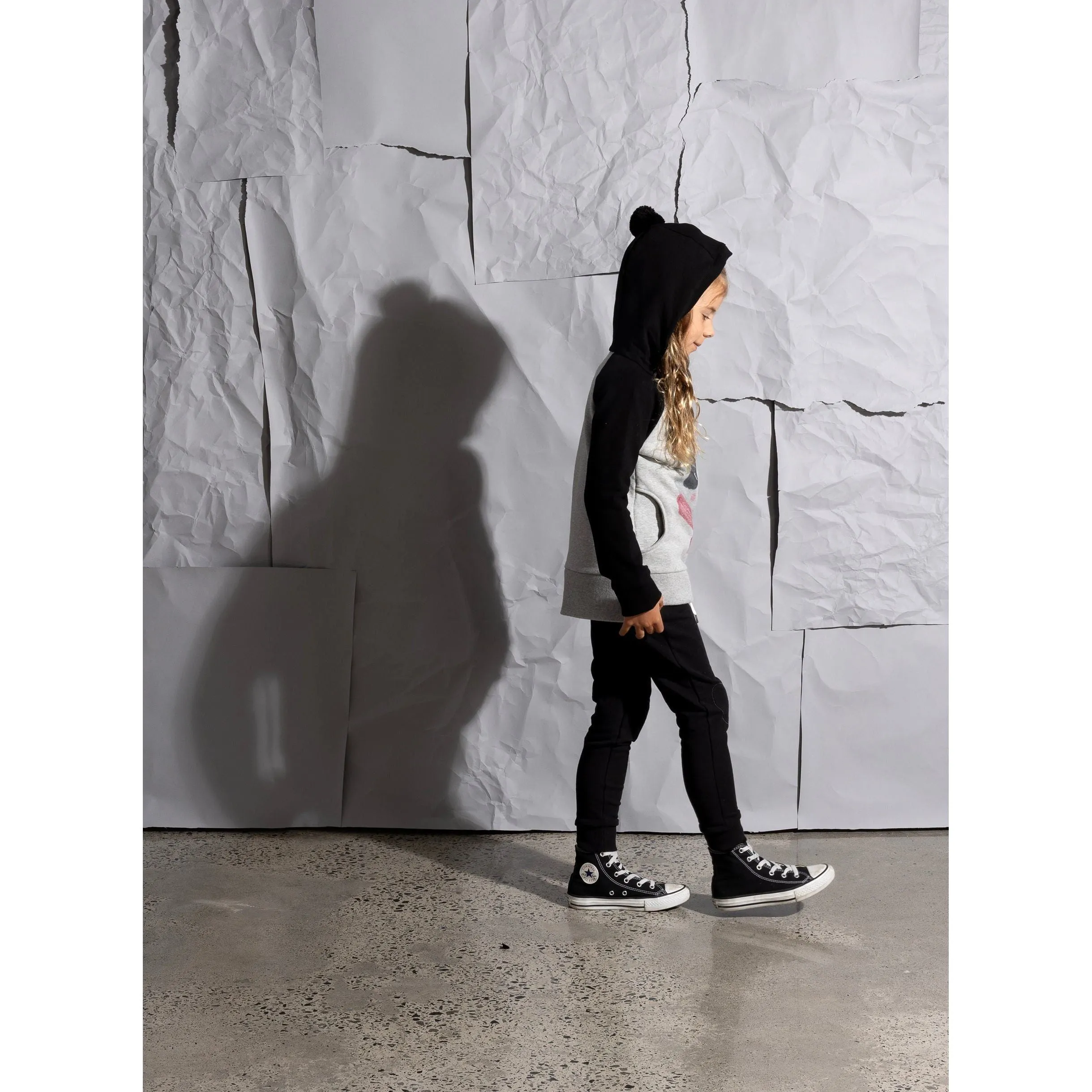 Warm Panda Furry Hood - Grey Marle/Black