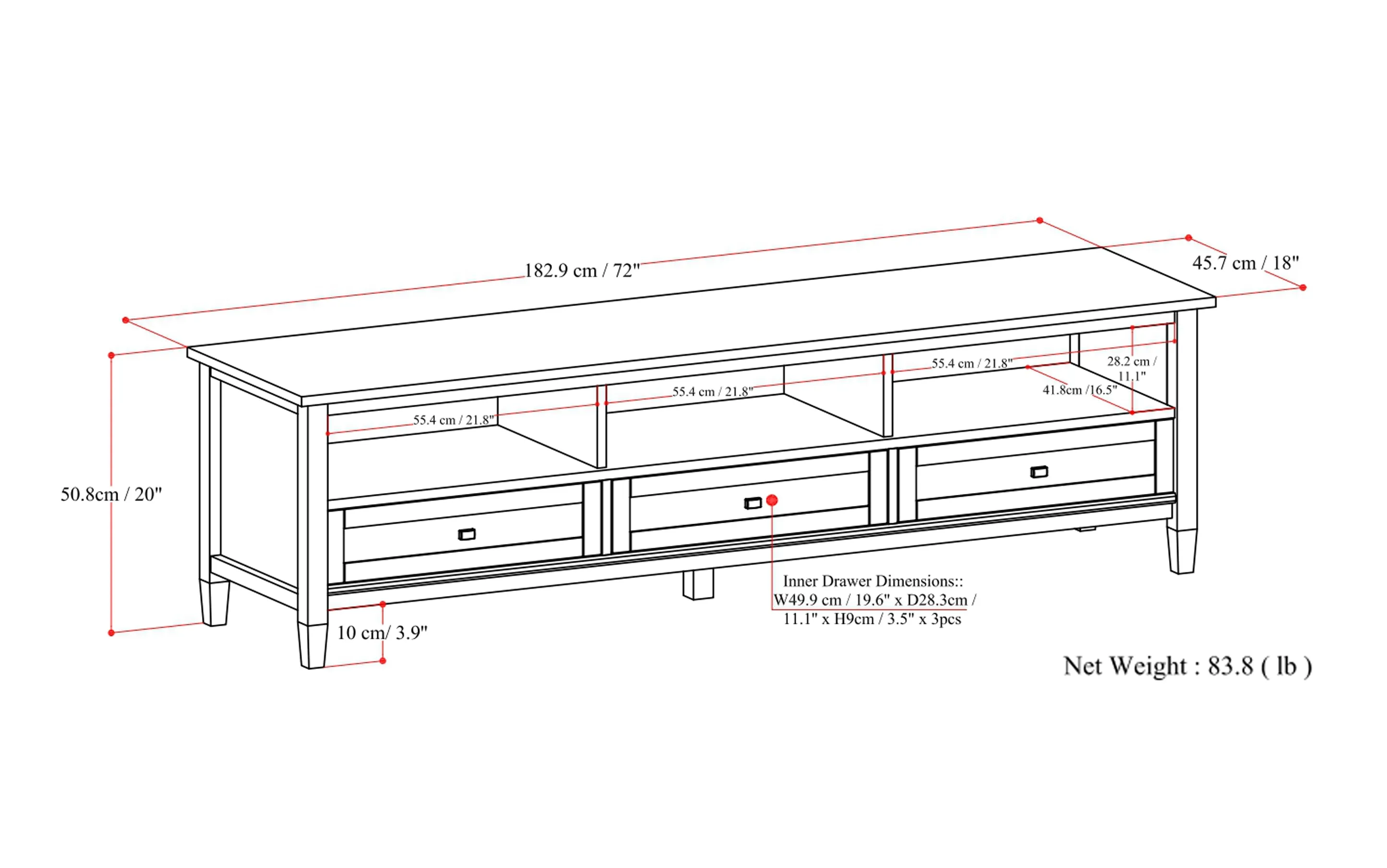 Warm Shaker 72 inch Low TV Media Stand