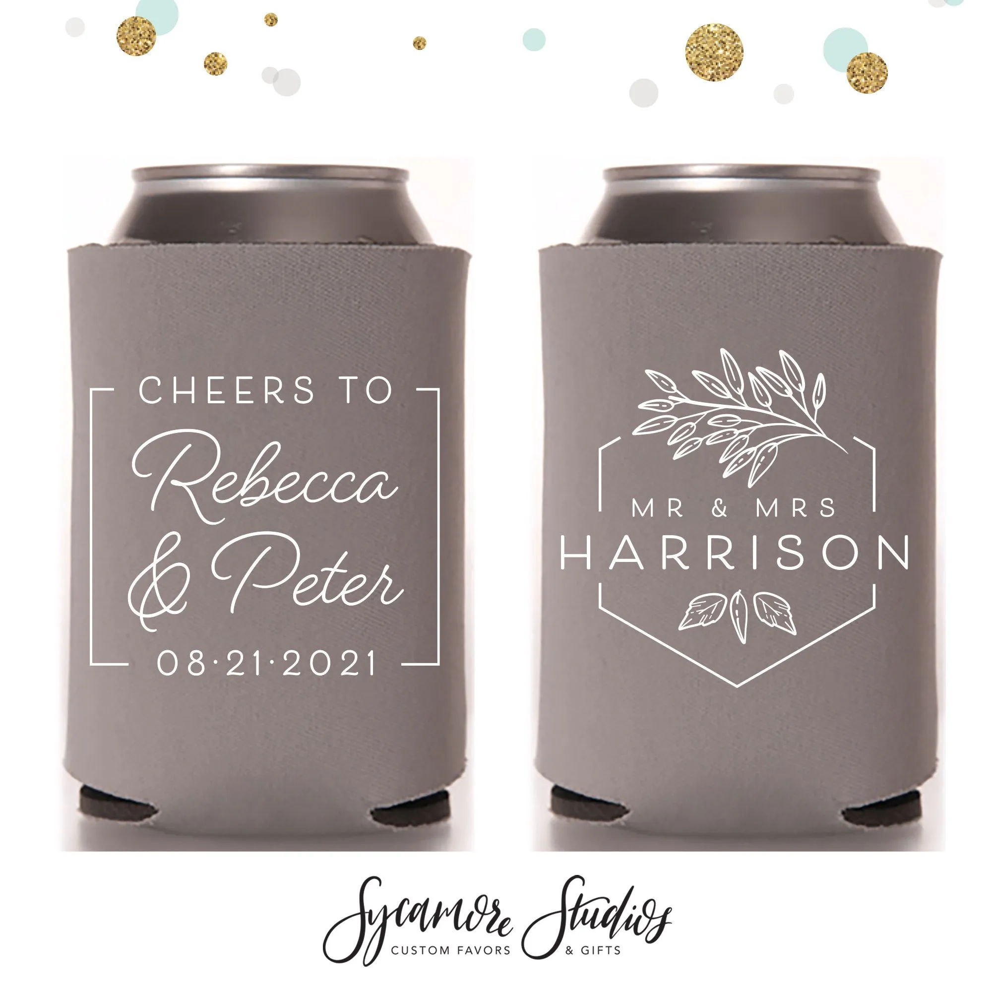 Wedding Can Cooler #174R - Cheers to The Mr and Mrs