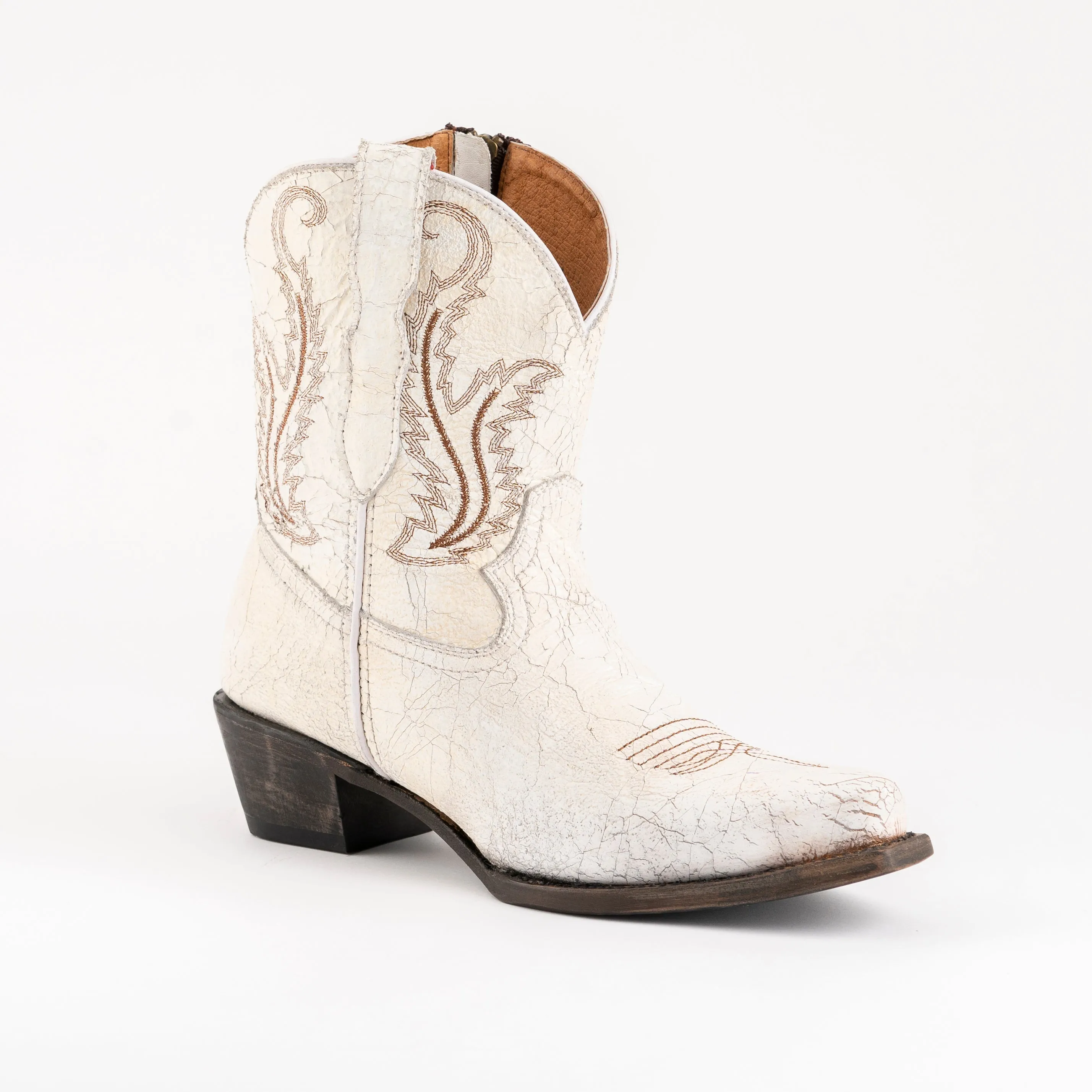 Women's Ferrini Molly Leather Booties Handcrafted White