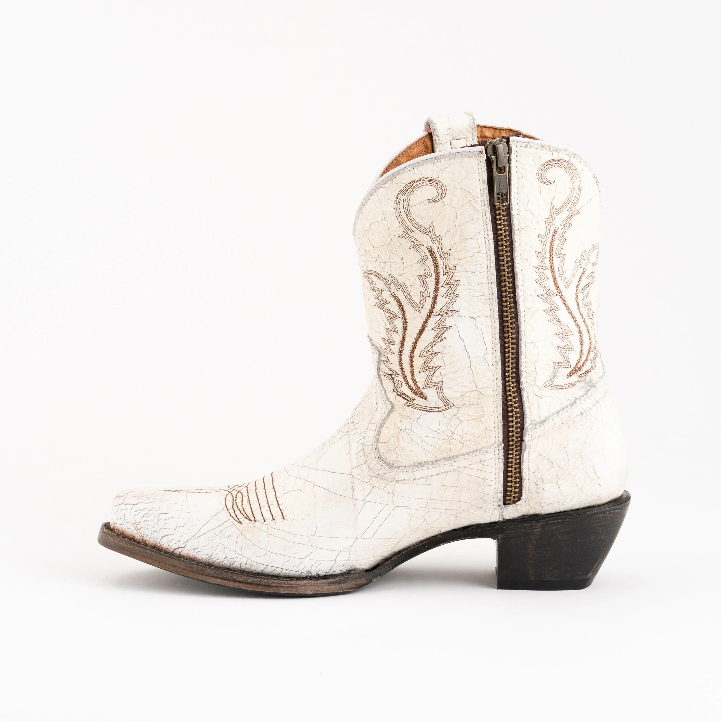 Women's Ferrini Molly Leather Booties Handcrafted White