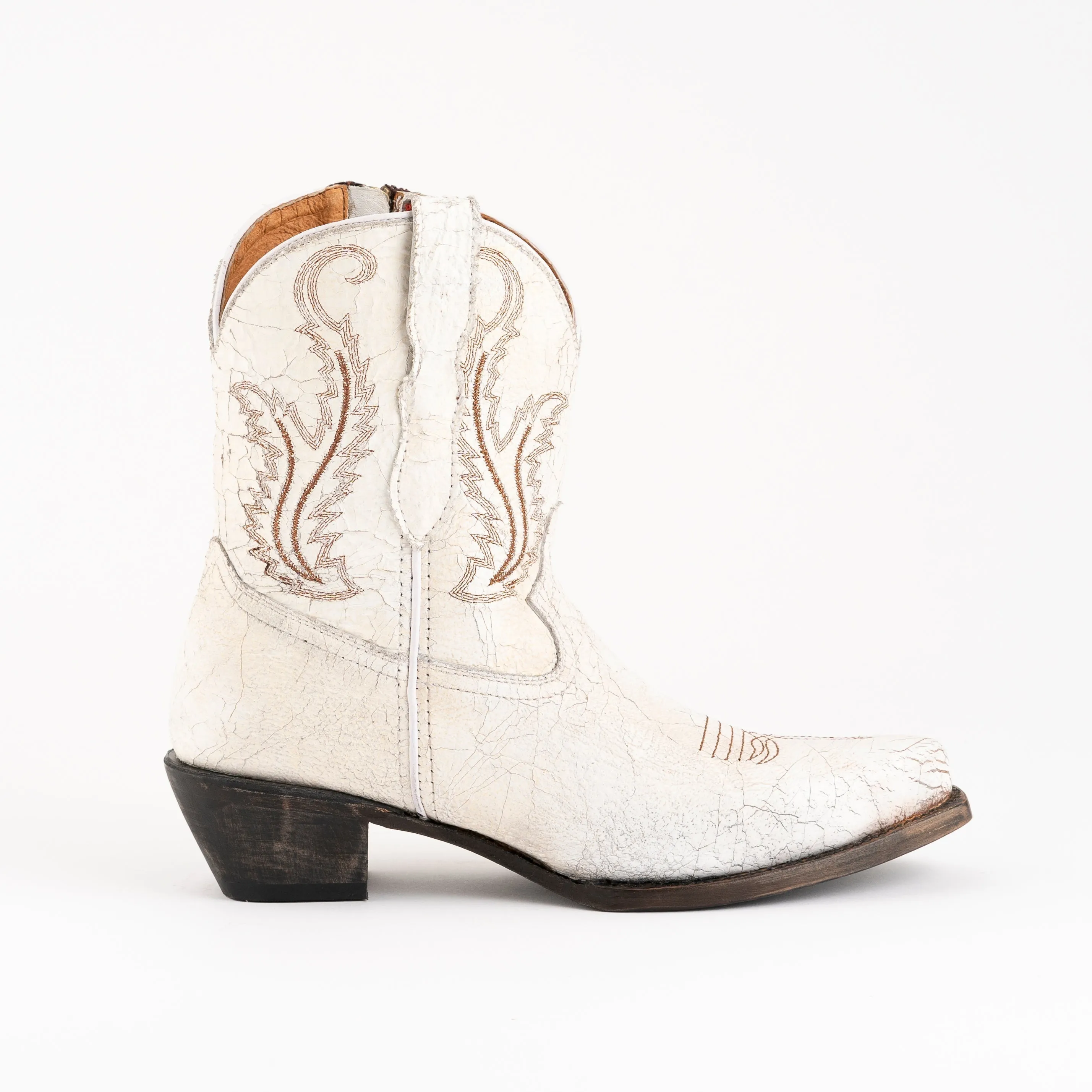 Women's Ferrini Molly Leather Booties Handcrafted White