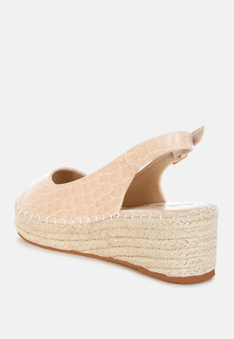 Yarael Croco Peep Toe Wedges