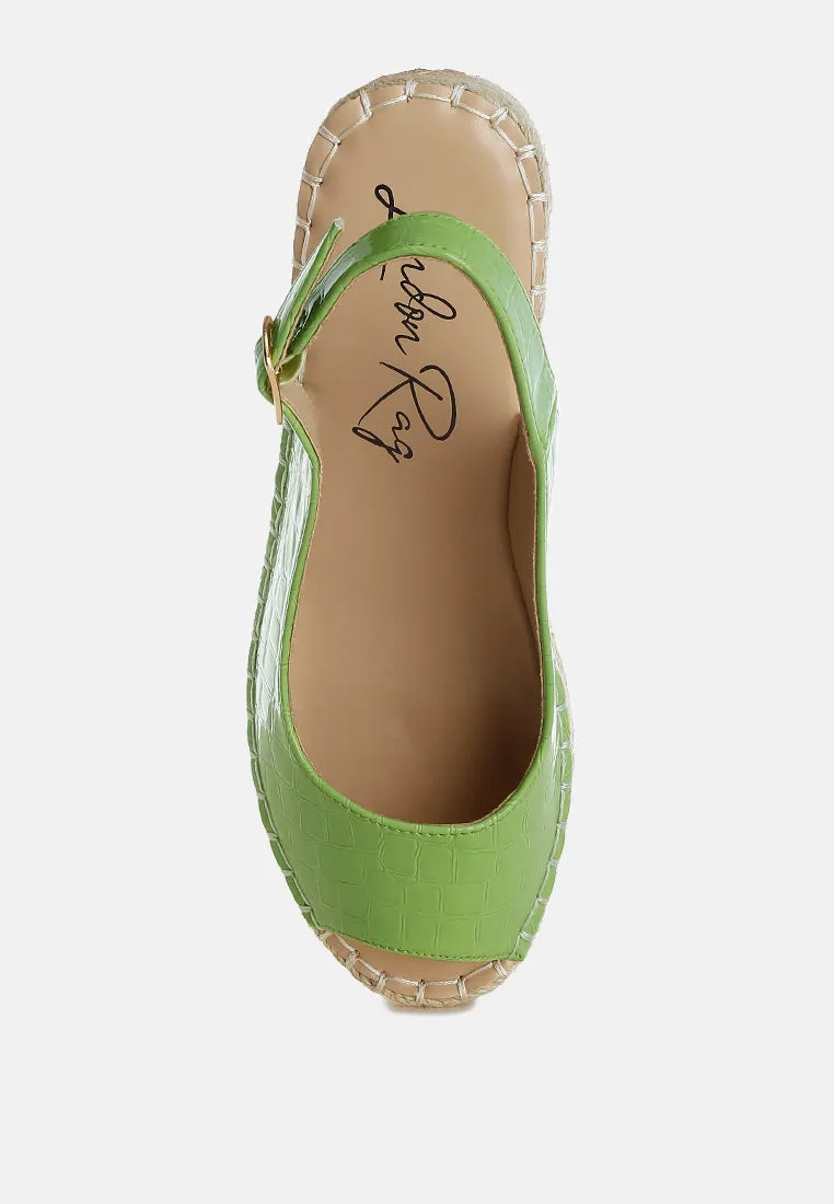 Yarael Croco Peep Toe Wedges
