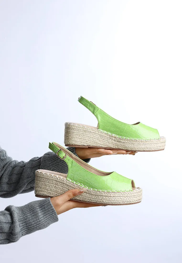 Yarael Croco Peep Toe Wedges