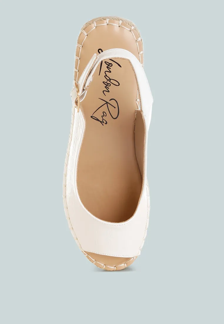 Yarael Croco Peep Toe Wedges