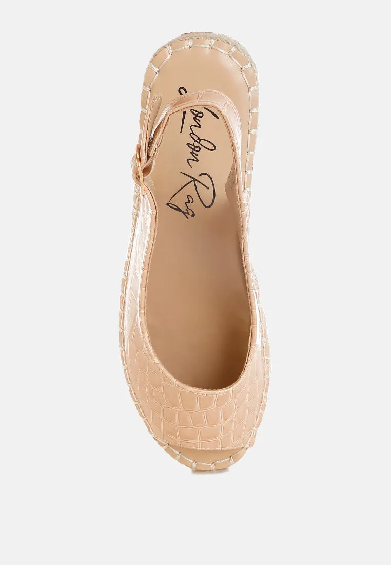 Yarael Croco Peep Toe Wedges
