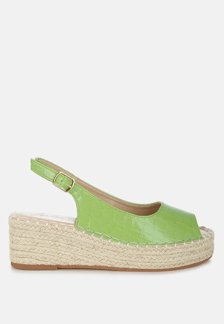 Yarael Croco Peep Toe Wedges