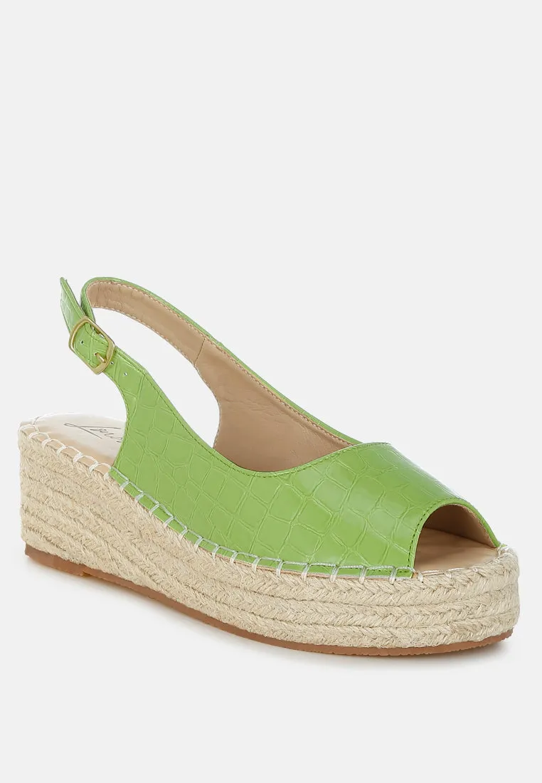 Yarael Croco Peep Toe Wedges
