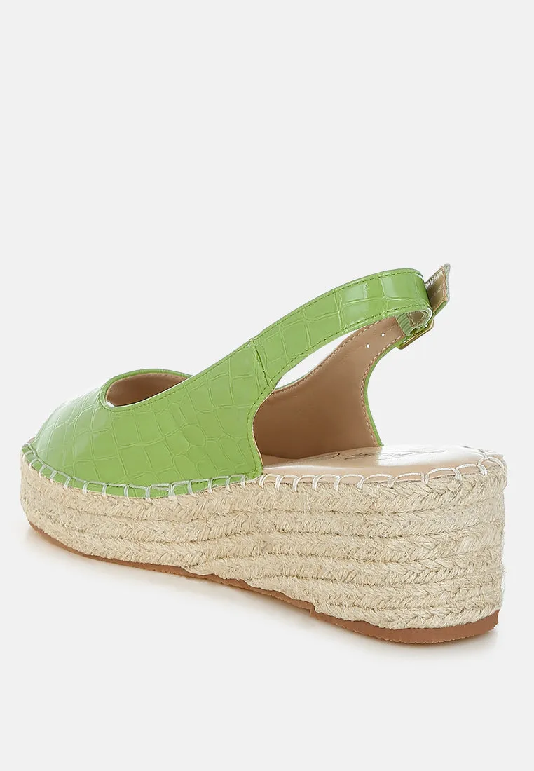 Yarael Croco Peep Toe Wedges