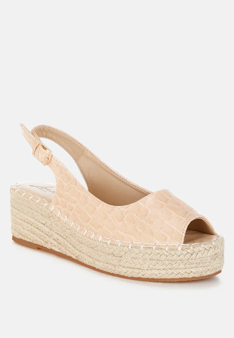 Yarael Croco Peep Toe Wedges