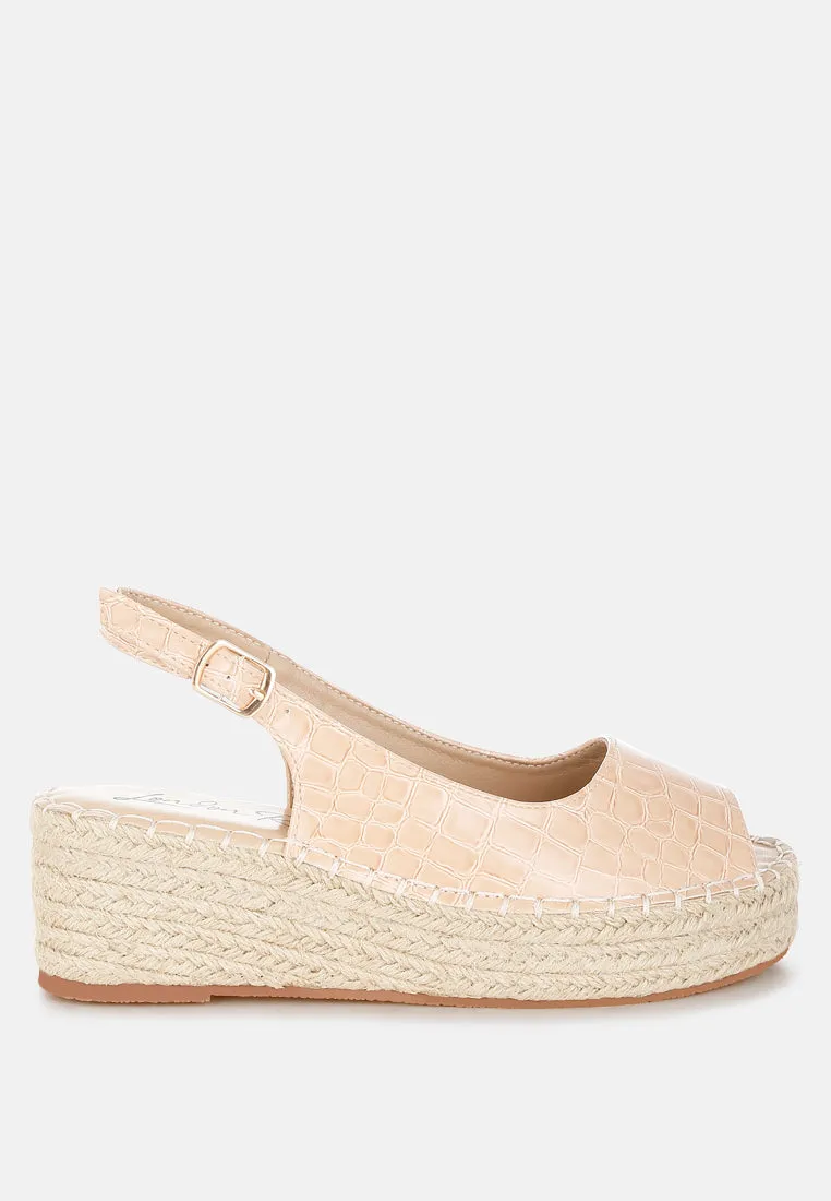 Yarael Croco Peep Toe Wedges