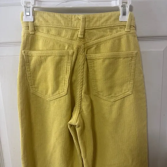 Zara Yellow Women's Corduroy wide leg pants