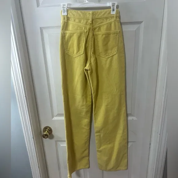 Zara Yellow Women's Corduroy wide leg pants